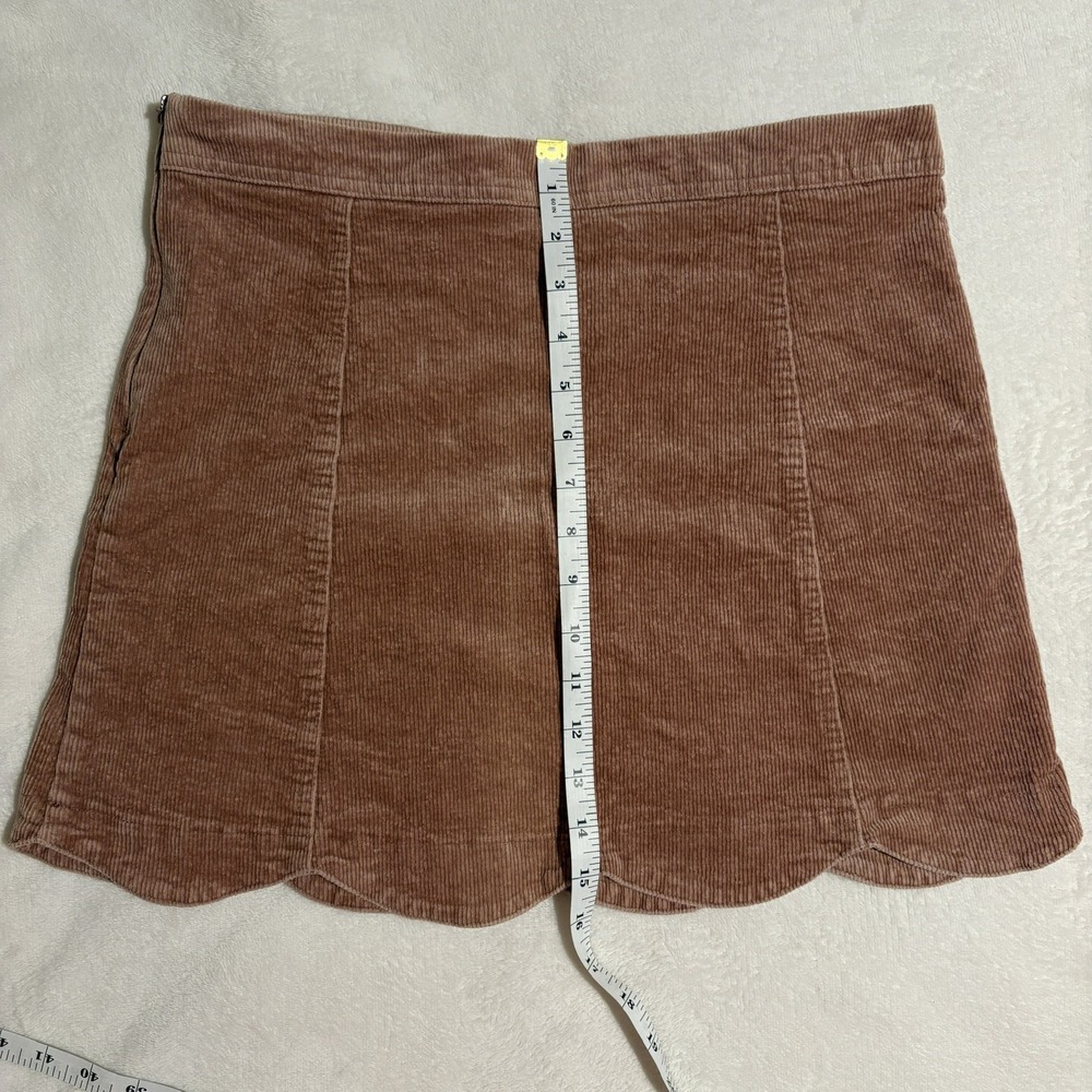 Altar'd State Sophia Mini Skirt Pink Corduroy Scalloped Hem Lined Size L - Picture 5 of 7